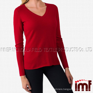 Cashmere Women's 100% Cashmere Long Sleeve Pullover V Neck Sweater